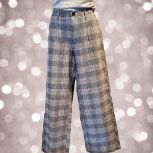 American Eagle Gray Plaid Wide-Leg Pants - Size 6